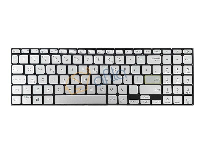 Asus F513I, F513IA, K513E Uyumlu Notebook Klavyesi, Tuş Takımı (Silver, Gri TR) ışıklı