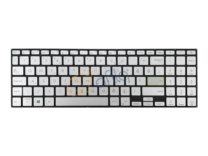 Asus M513I Uyumlu Notebook Klavyesi, Tuş Takımı (Silver, Gri TR) ışıklı
