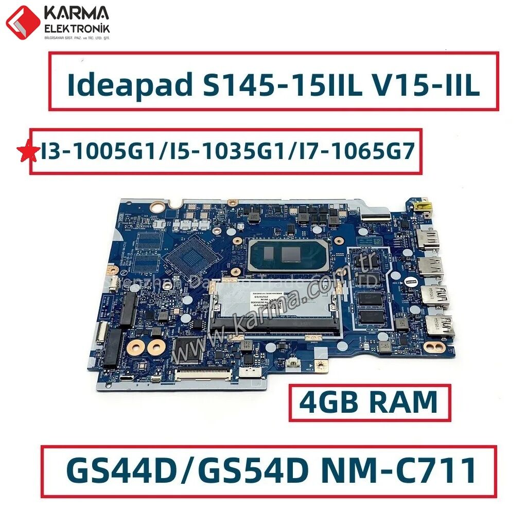 NM-C711 Lenovo İdeaPad S145-14IIL, S145-15IIL Notebook Anakartı, Mainboard UMA (SRGKF, i3-1005G1, 4GB) / Sıfır