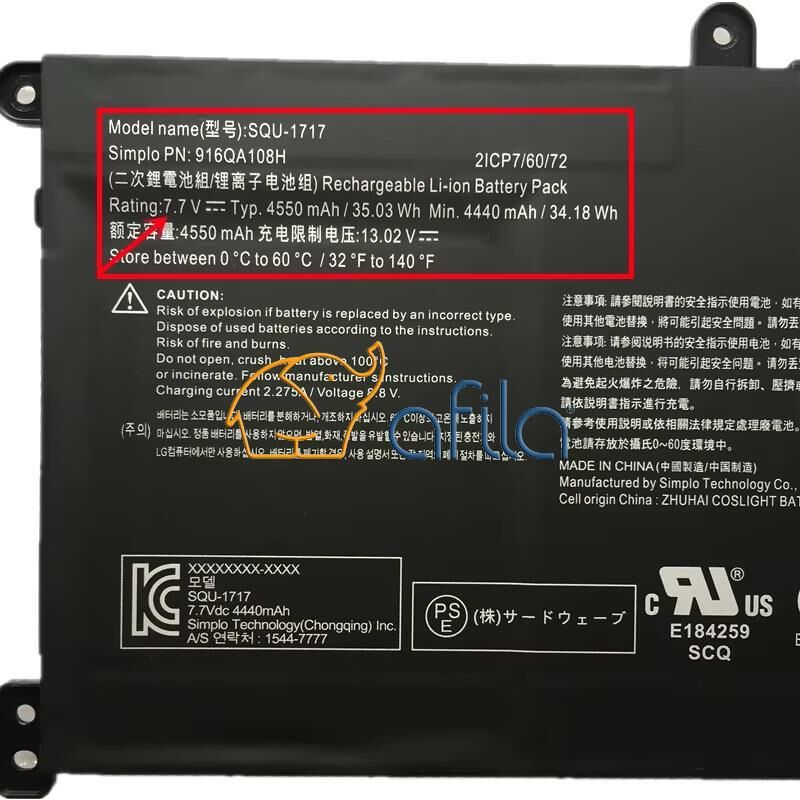 Casper Nirvana S500.1021-AD50X-G Notebook Bataryası, Pili Ver.1 / 7.7V