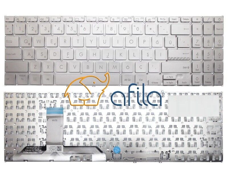 Asus VivoBook 15 M1502IA-EJ137W03 Uyumlu Notebook Klavyesi, Laptop Tuş Takımı (Silver, Gri TR) ışıklı