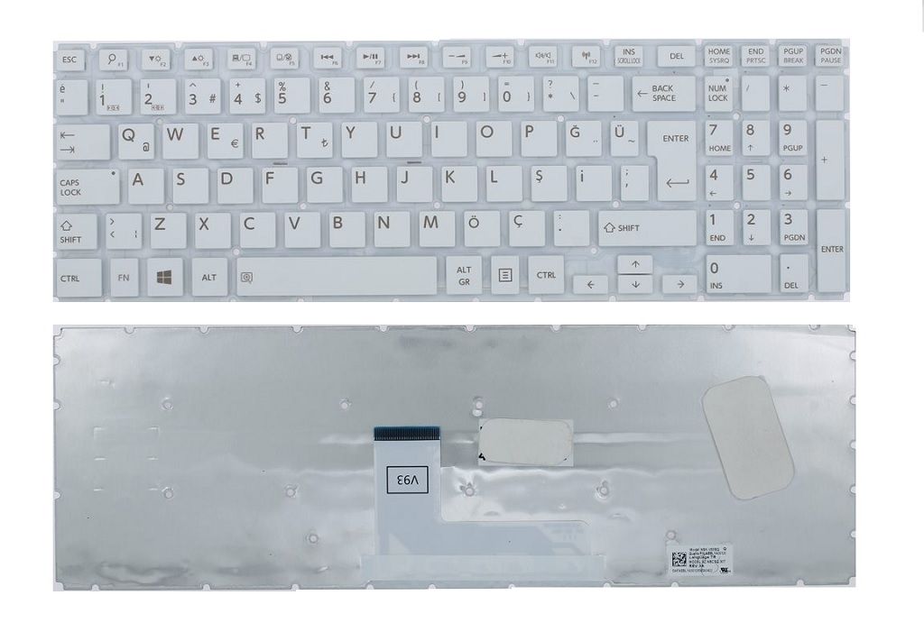 Toshiba Satellite L50-B-1M7 L50-B-1M8 L50-B-1M9 Klavye Beyaz TR