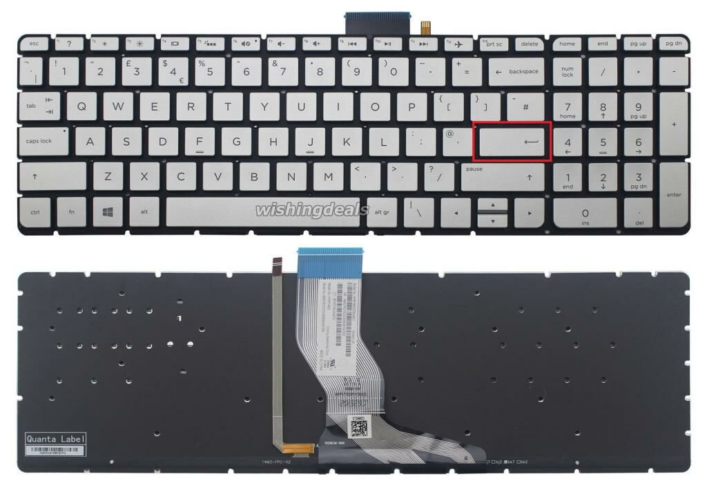 Hp 15-BC500NT, 15-BC503NT Klavyesi (Silver Gri TR) ışıklı
