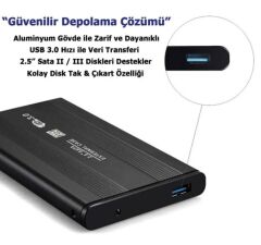 Afila 2.5'' USB 3.0 Harici Harddisk HDD Kutusu Sata Disk Siyah HY-HDC23 (Metal)