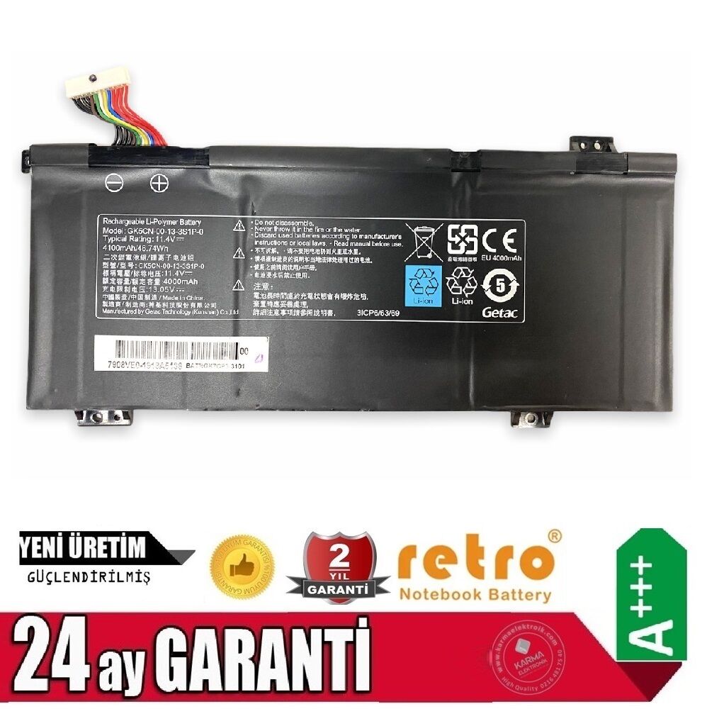 Monster Tulpar T7 V22.2.4 Notebook Bataryası, Laptop Pili (3Cell)