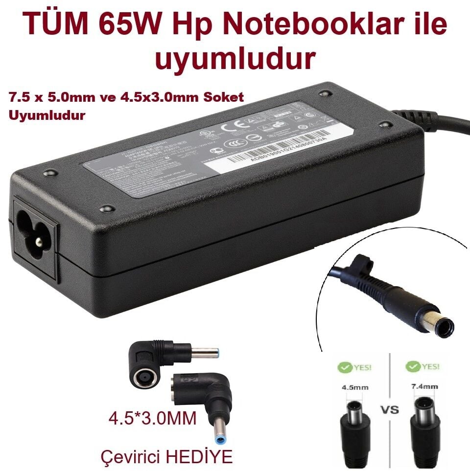 HP ProBook 440 G10 (818A0EA) Uyumlu Notebook Şarj Adaptörü (65W) Universal
