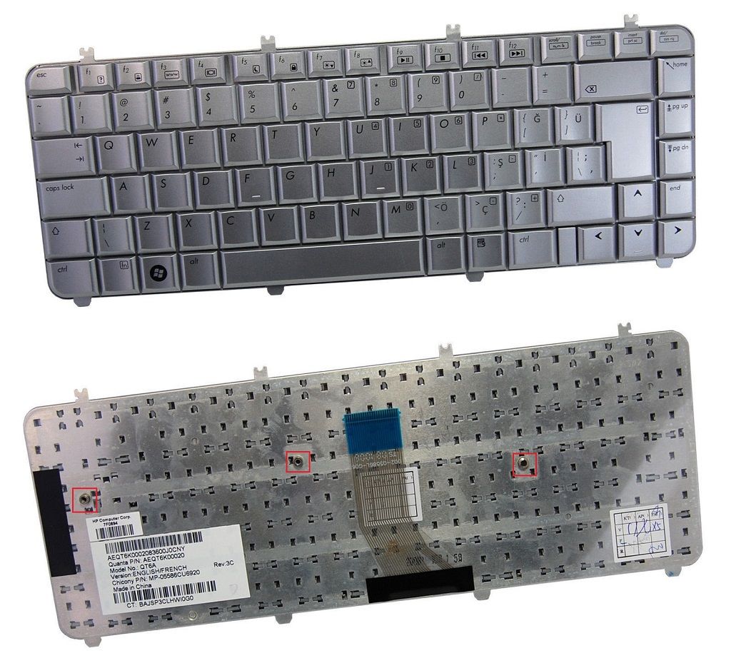 Hp Pavilion Dv5-1000 Dv5-1040et Dv5-1100 Dv5-1200 Klavye (Gri TR) AEQT6U00220 QT6A, 488590-001
