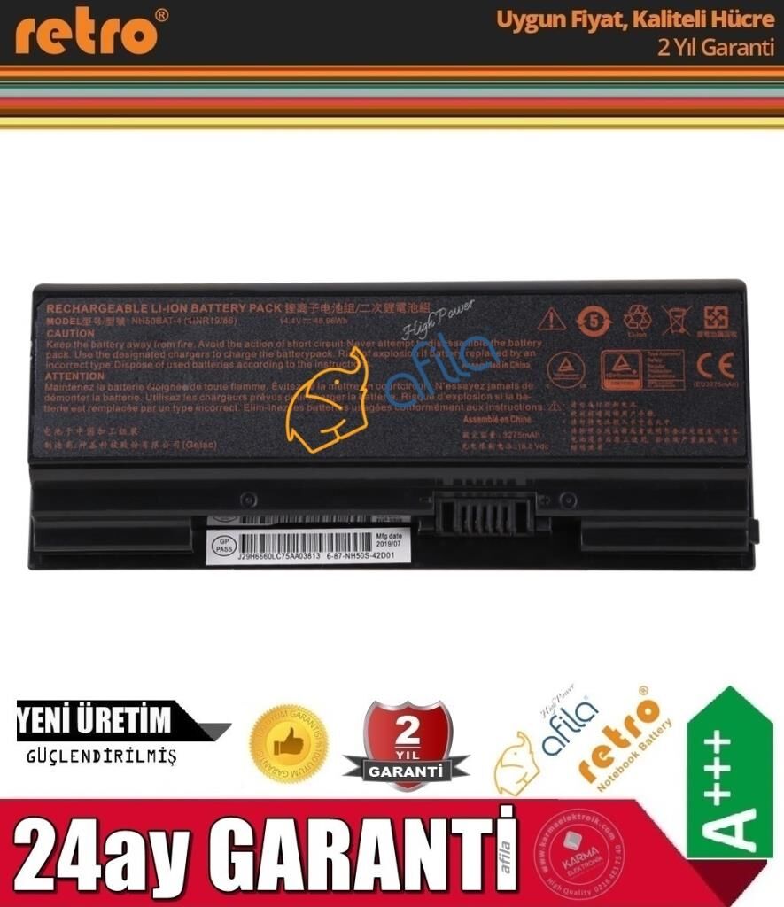 Monster Abra A5 V16.7, A5 V16.7.1 Notebook Bataryası, Pili - 3275Mah - 55Wh