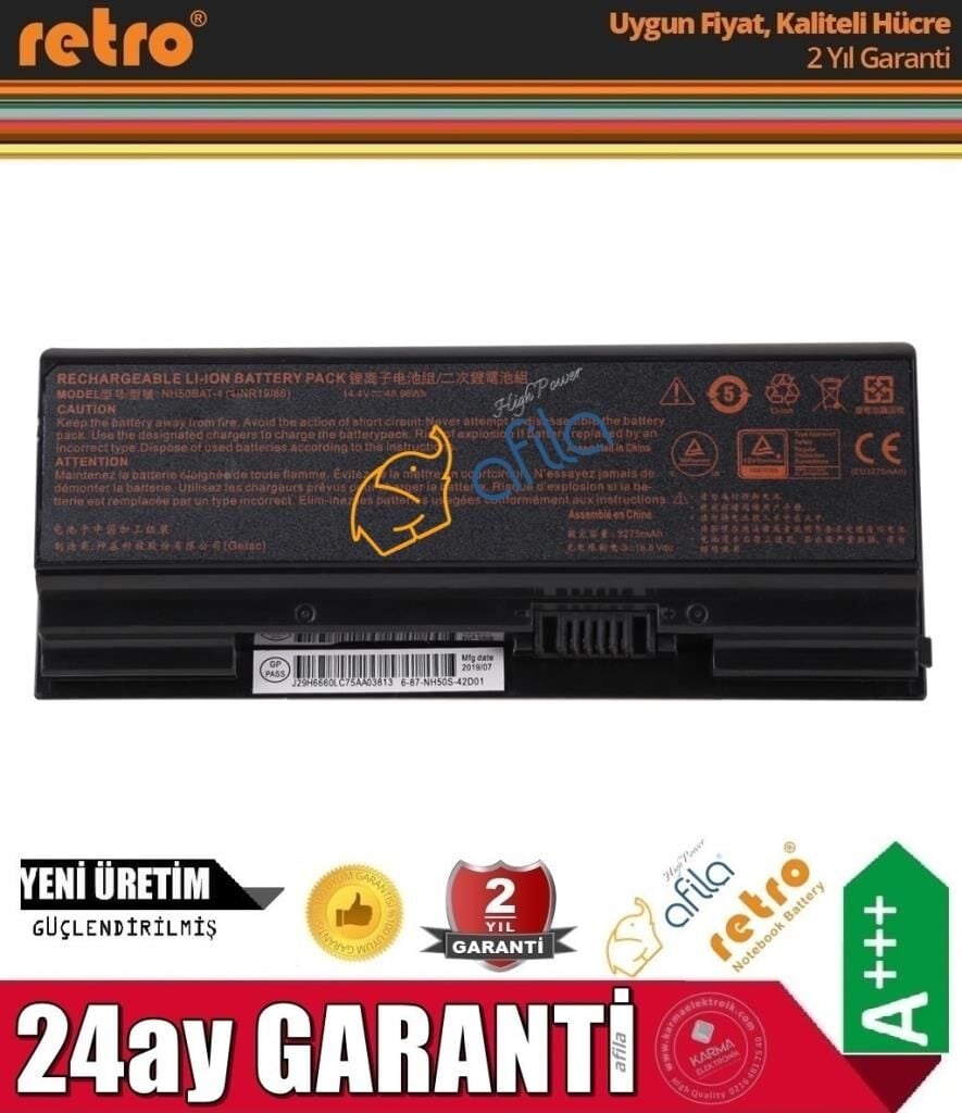 Monster Abra A7 V12.1.4, A7 V12.1.5 Notebook Bataryası, Pili - 3275Mah - 55Wh