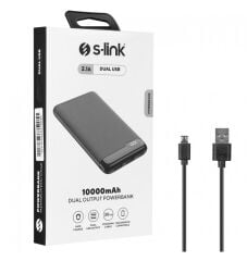 S-link IP-K11 10000mAh 2*USB+Micro+Type-C Siyah LCD Ekranlı Taşınabilir Pil Şarj Cihazı POWERBANK