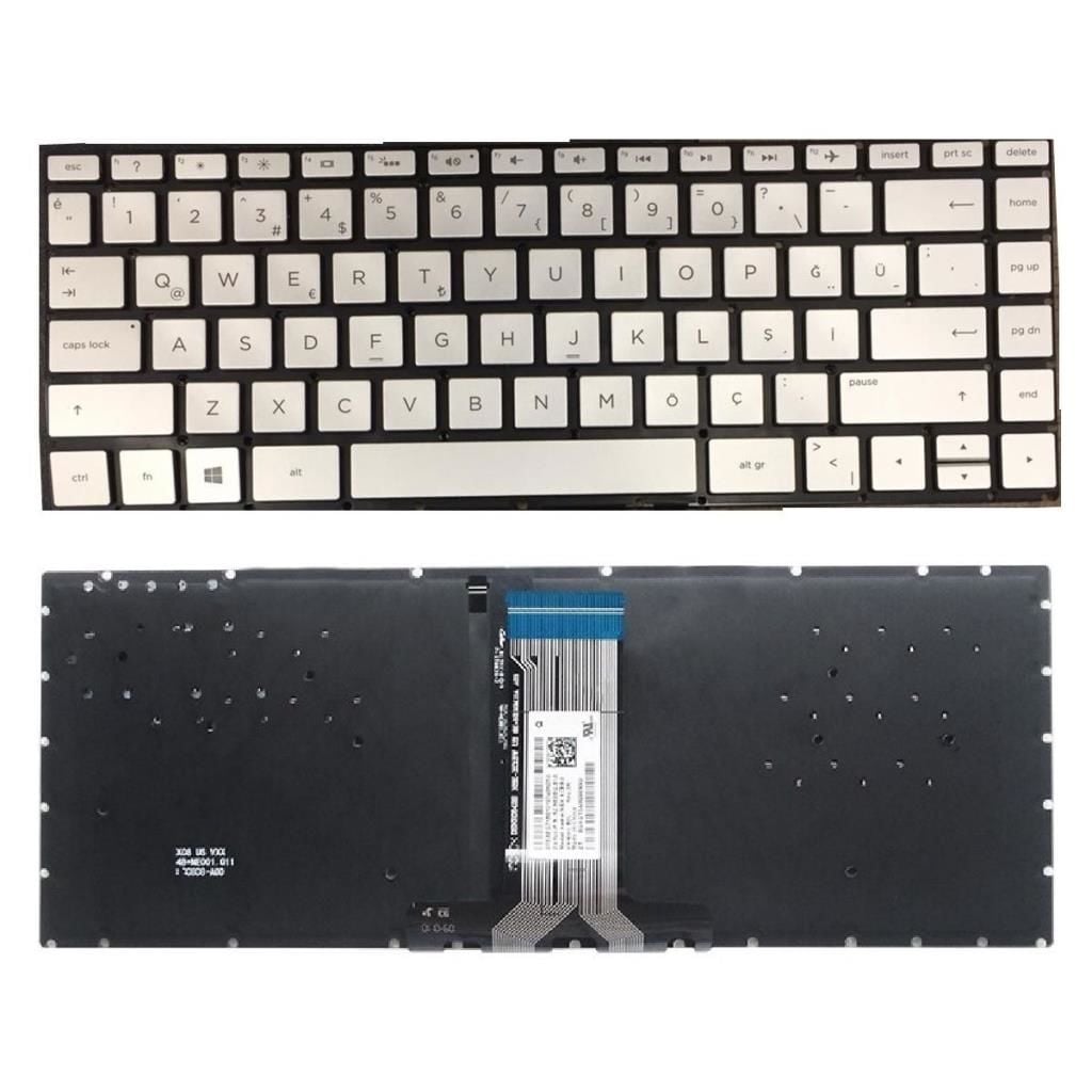 Hp 14s-FQ0009na 1N8E8EA Notebook Klavyesi (Silver-Gri TR) ışıklı