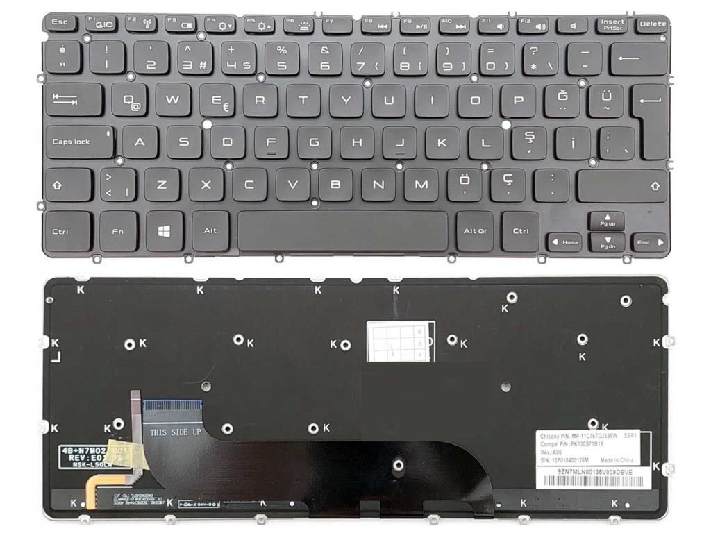 Dell XPS 13-L321X Notebook Klavyesi - Siyah - TR - Işıklı
