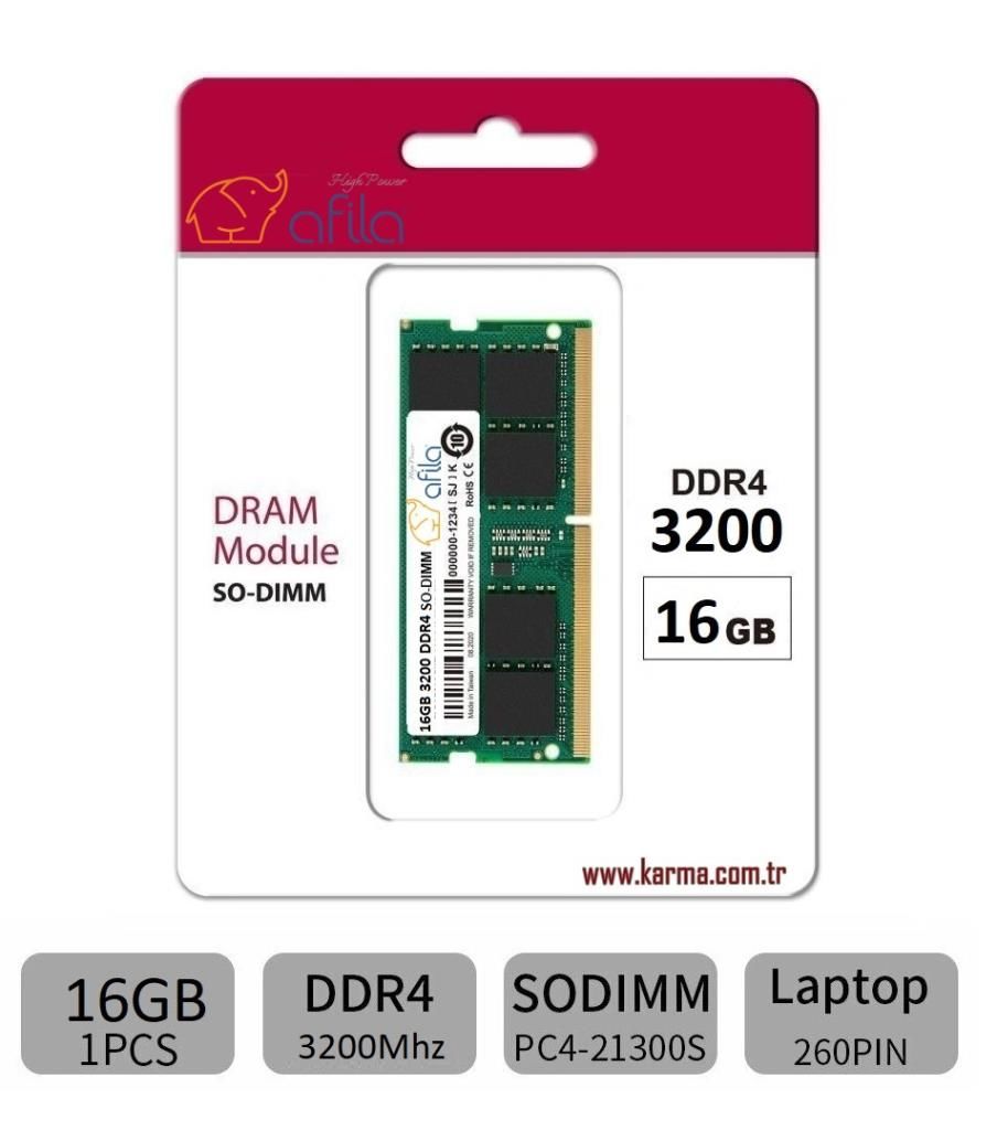 Afila NTB 16GB 3200MHz DDR4 Notebook Ram Bellek CL22 1.2V Sodim