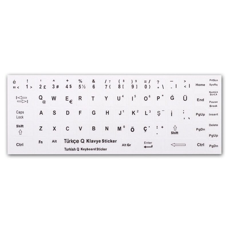 Notebook Klavye Türkçe Q Beyaz Sticker, Klavye Etiketi