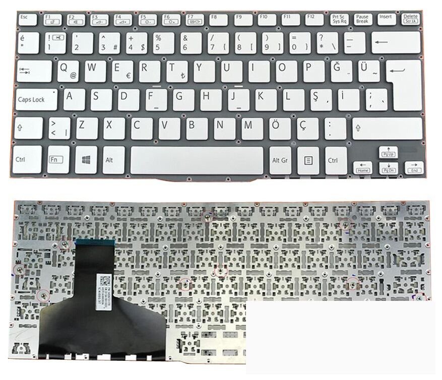 Sony Vaio SVF13N1X2R, SVF13N1Y9E, SVF13N2A4E Notebook Klavyesi (Gri TR)