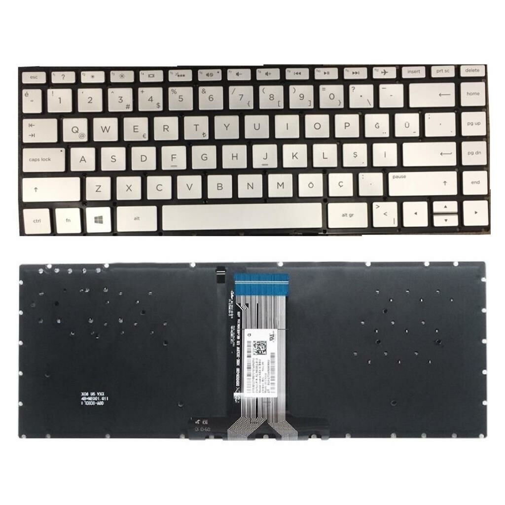 HP 14-Dk0005nt (9PU88EA) Notebook Klavyesi (Silver-Gri TR) ışıklı