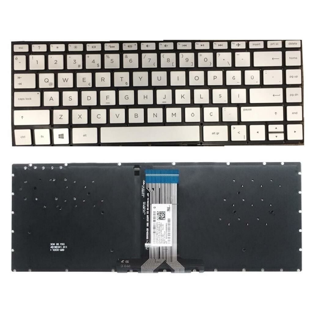 Hp X360 14M-Cd 14T-Cd Notebook Klavyesi (Silver, Gri TR) ışıklı