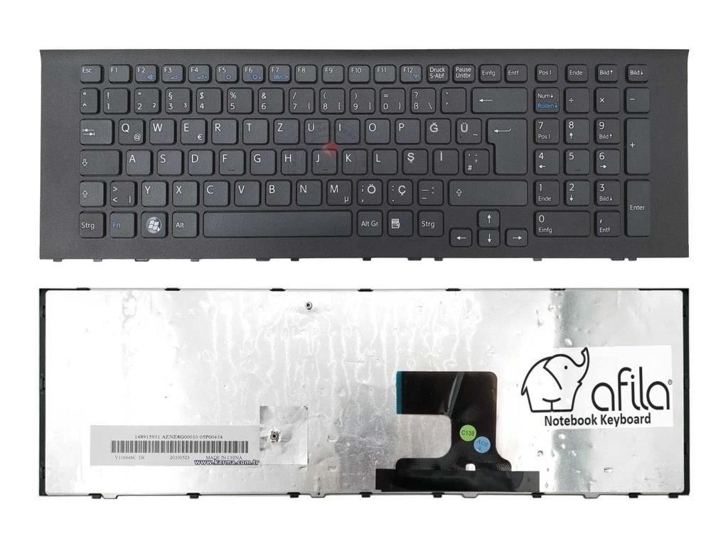 Sony Vaio PCG-91211, PCG-91311 116646G, AEHK2A00010 Notebook Klavyesi, Siyah TR Çerçeveli