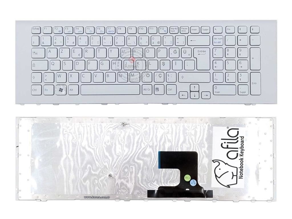 Sony Vaio VPCEJ, VPC-EJ Serisi, VPCEJ1, VPCEJ2, .Vb Notebook Klavyesi Tuş Takımı, Beyaz TR Çerçeveli